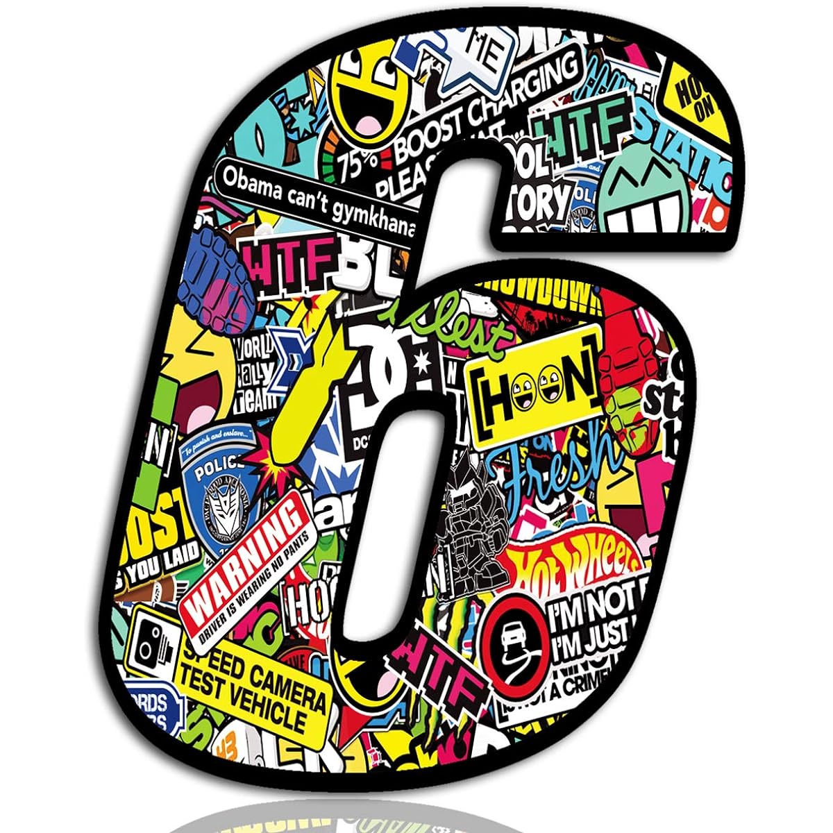 Skino™ Auto Moto Racing Number Bomb Sticker Rally Motocross Tuning Sticker Race Number Motorsport Auto Motocross Formula 1 Car Motorcycle (Number 6)
