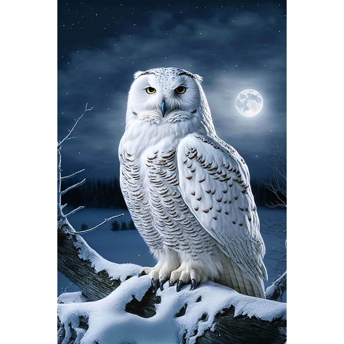 Frameable 1000 Piece Classic Jigsaw Puzzle - White Owl Luxury Wooden Round Corner Puzzle - Beautifully Packaged - Home Decor - Great Gift for Adults