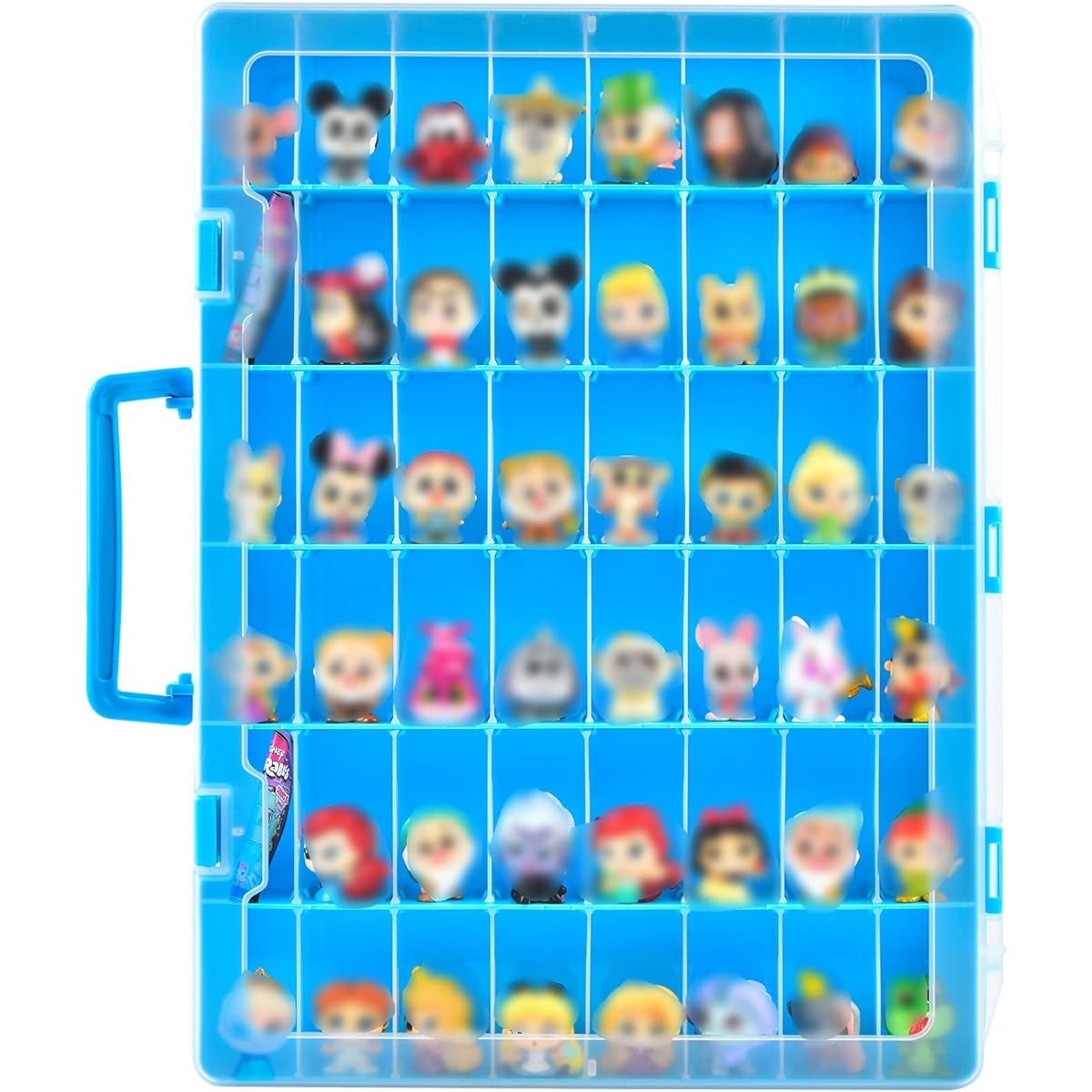 Disney Doorables Collection Minifigure Compatible Display Case Toy Storage Organizer Container for MGA Entertainment Miniverse Multipeak Village Peak Characters (Box Only) - Blue