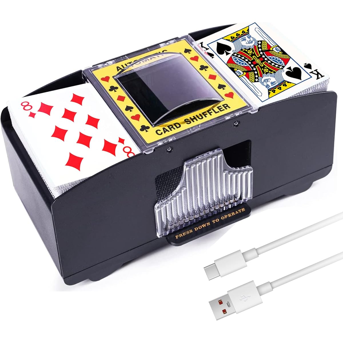 Rareidel Automatic Card Shuffler 2 Deck USB or Battery Powered Card Dealer Machine Electric Casino Card Shuffler for UNO, Blackjack, Texas Hold'em, Home Card Games