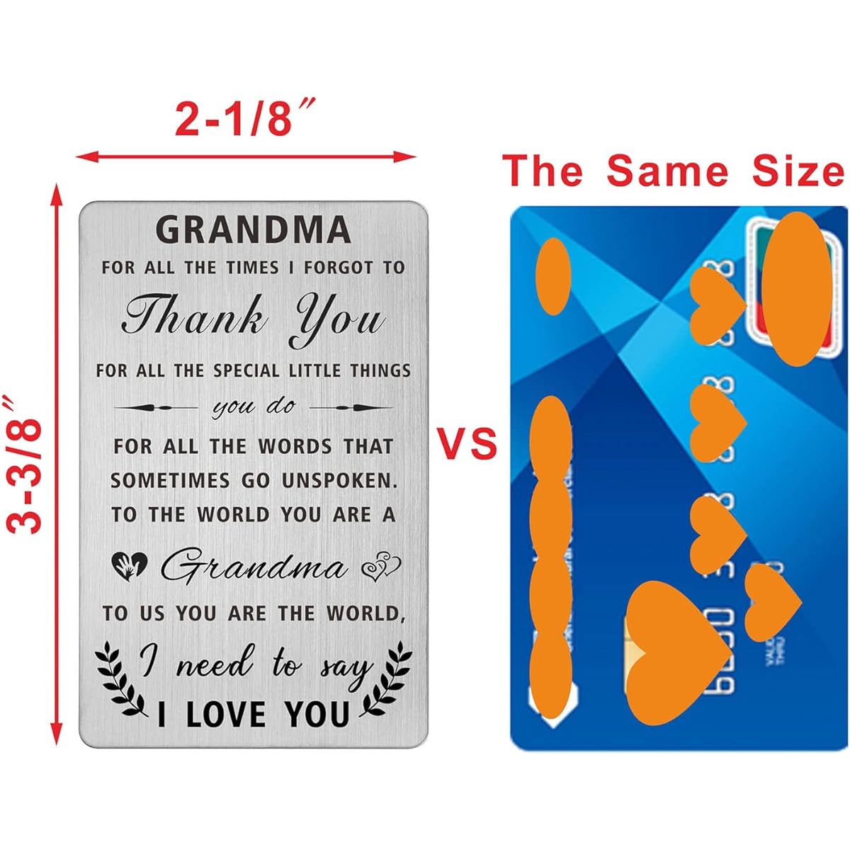 Grandma Birthday Gifts, Grandma Wallet Card Gifts from Grandson, I Love You Grandmother, Thoughtful Birthday Anniversary Gifts for Grandma