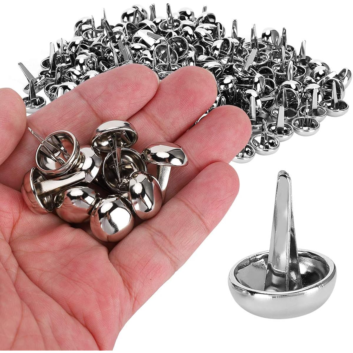 200pcs Round Braid Purse Foot Handbag Nail Head Spikes DIY Leather Craft Handbag Leg Nail Head 15mm Silver