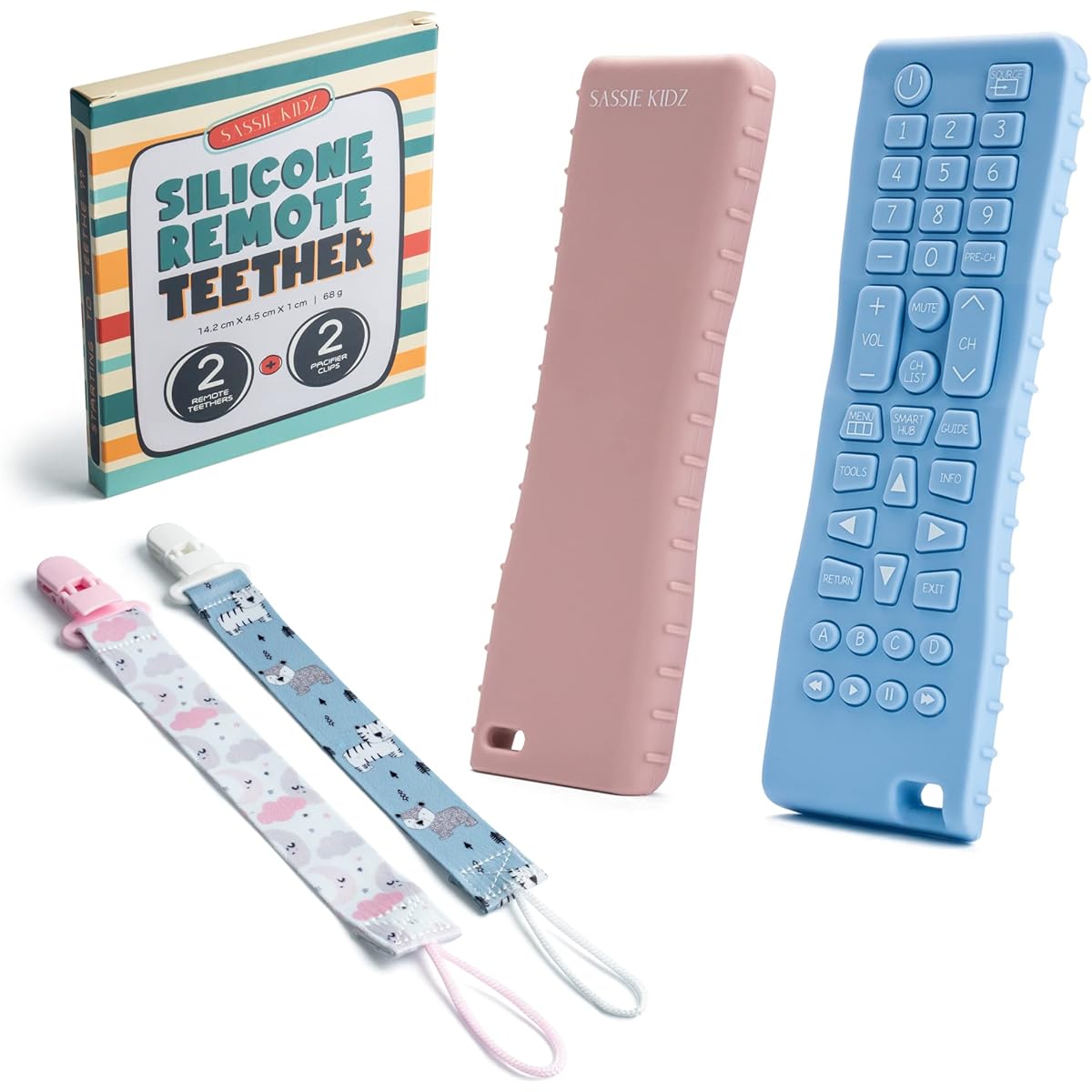 Sassie Kidz Silicone Remote Teether (Pink & Blue)