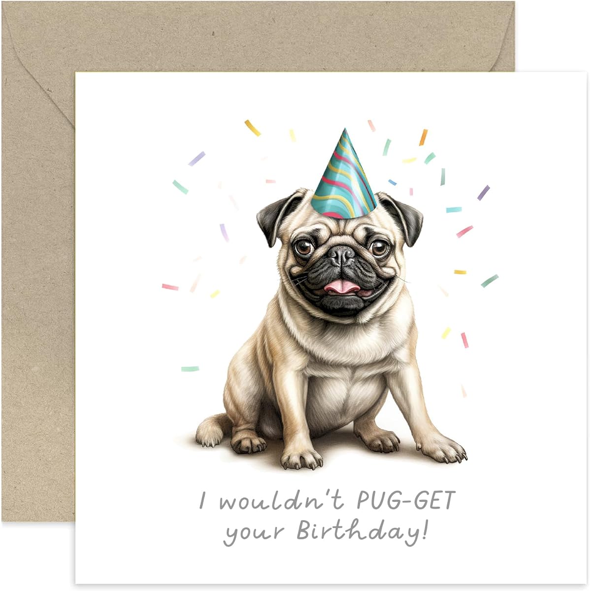 Old English Co. Fun Pug Birthday Card for Her Him - "I Wouldn't Pug-get Your Birthday" Card for Girlfriend - Cute Pug Birthday Card Design | Blank Inside with Envelope