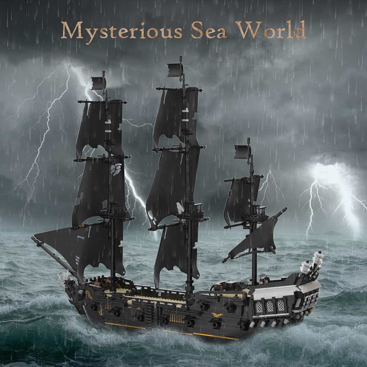 JMBricklayer Black Pearl Ship Building Set, Mysterious Pirate Toy Assembly Kit, Cool Collectible Creative Pirate Ship Toy, Father's Day Gift for Boys, Teens, Model Ship Enthusiasts (2868 Pieces)