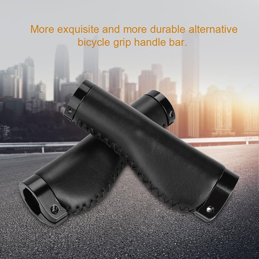 Asixx Bike Grip, Bicycle Handle Grip, PU Leather, Ergonomic Design, Easy to Grip, Easy to Install, Left and Right Set, 2 Colors