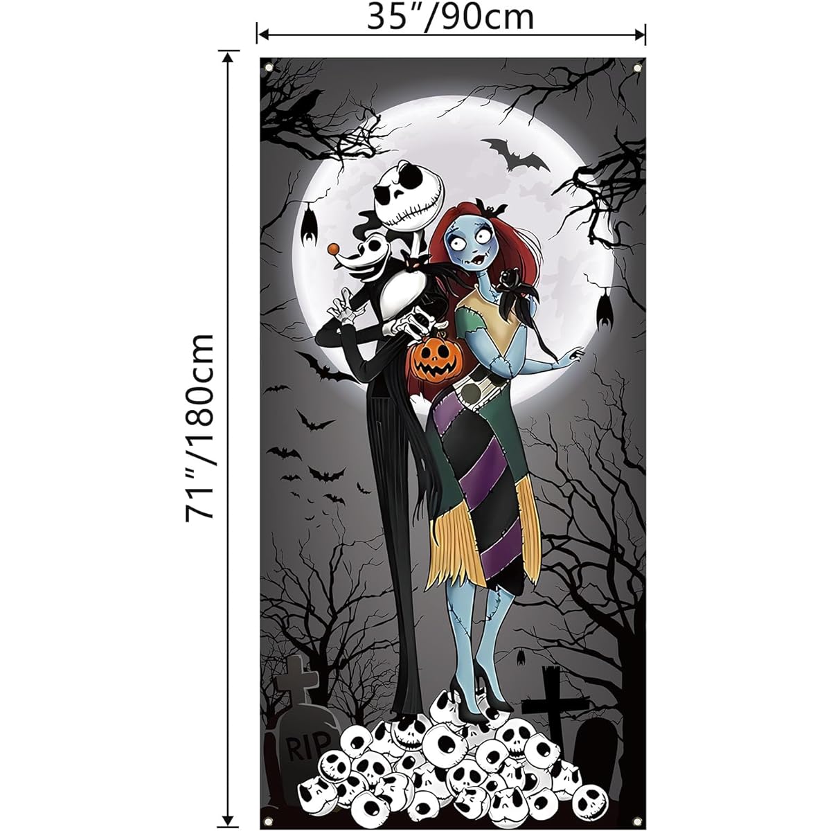 Halloween Decorations Halloween Gothic Skull Door Cover Christmas Nightmare Before Christmas Front Porch Sign Halloween Decorations and Supplies for Home Party