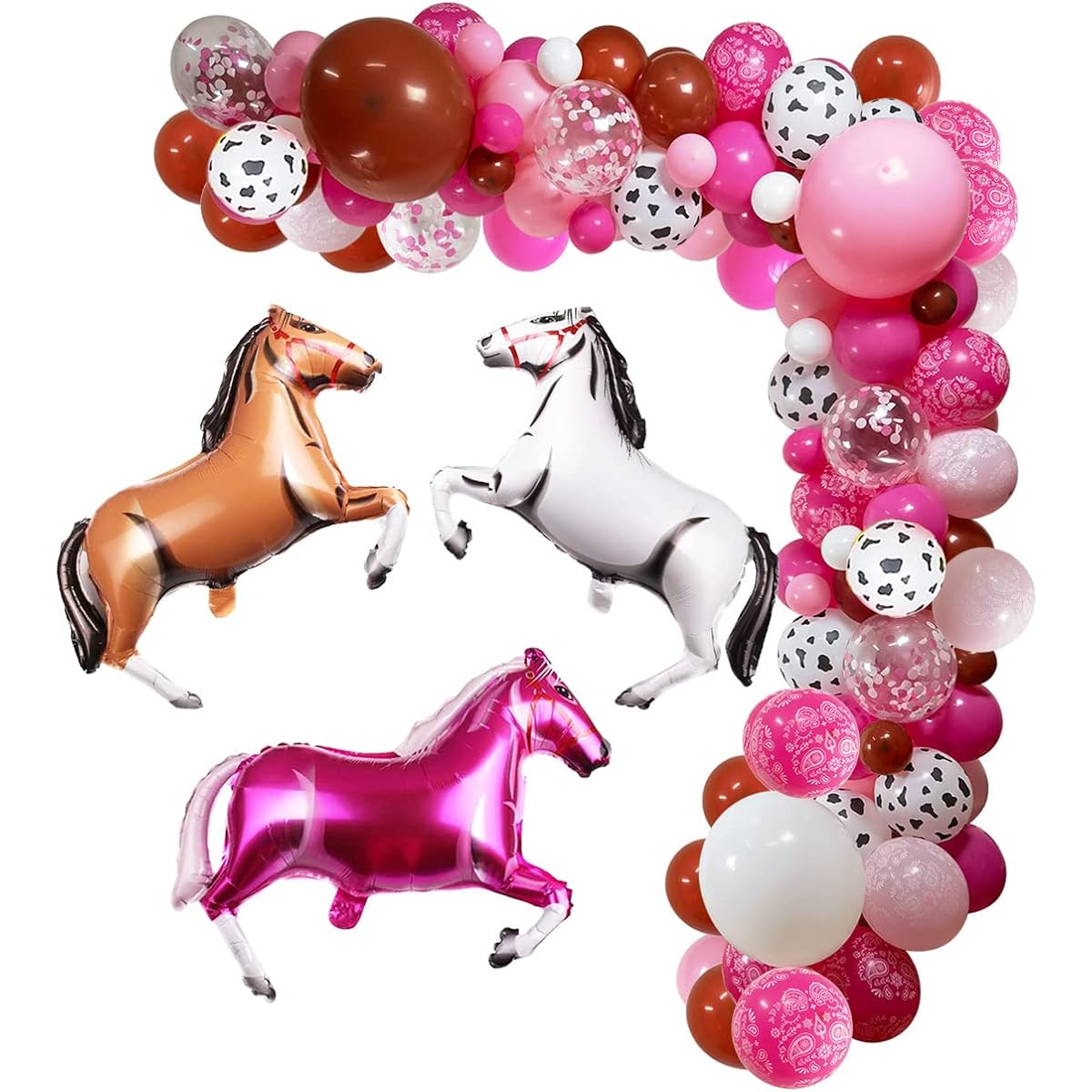 Western Cowgirl Birthday Party Decorations,Hot Light Pink and Rose Red Balloons,Funny Party Balloons,Brown Horse Balloons for Girls Western Cow Birthday Baby Shower Bachelorette Party Decorations