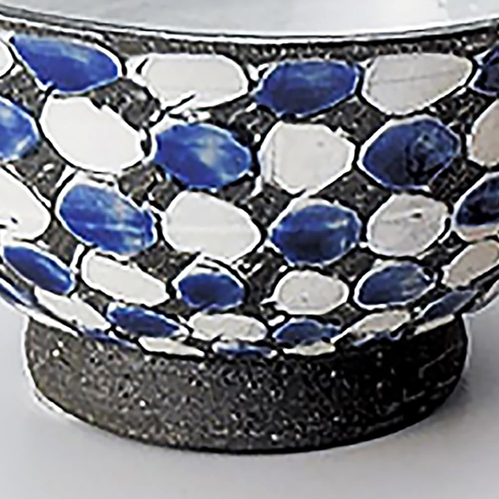 Black ceramic carved polka dots Chazuke (large) set of 5