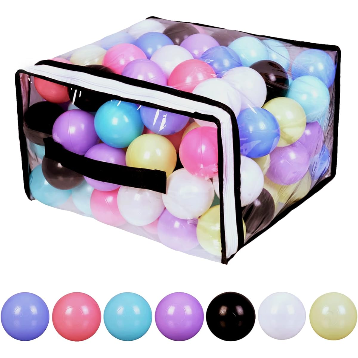 Hovenlay Ball Pit Balls, Phthalate Free, BPA Free, Crush Resistant Plastic, 7 Bright Colors, Reusable Play Toy for Kids, Storage Bag Included