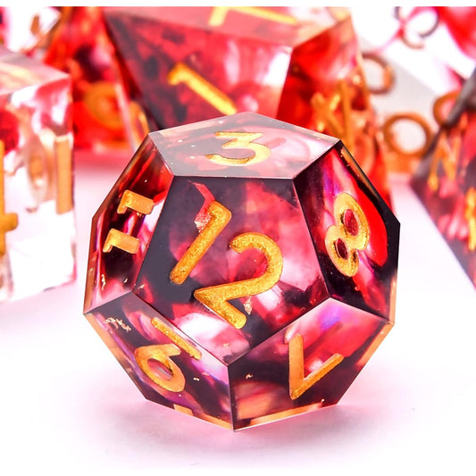 AUSTOR DND 7-Piece Dice Set, Handmade Sharp Edge Polyhedral Dice for Dungeons & Dragons RPG MTG Tabletop Games (Wave Green)