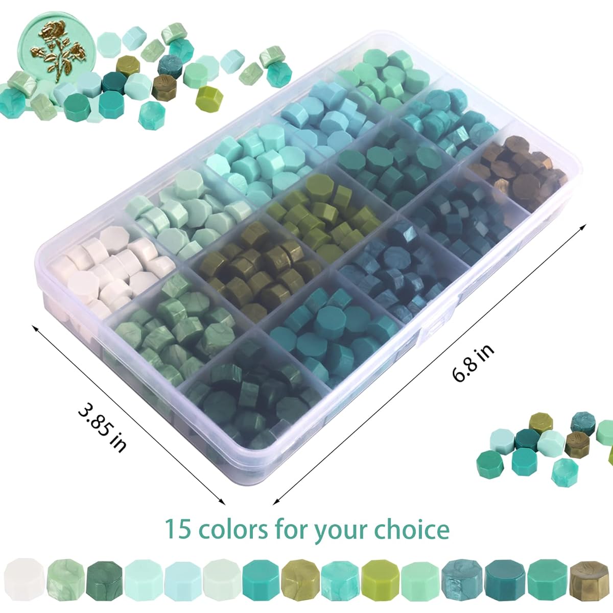 388 Pieces Wax Seal Stamp Kit Sealing Wax Kit with Wax Seal Beads Wax Seal Warmer Wax Seal Metallic Pen Wax Stamp Spoon and Candle for Vintage Envelope Letter Sealing (Green)
