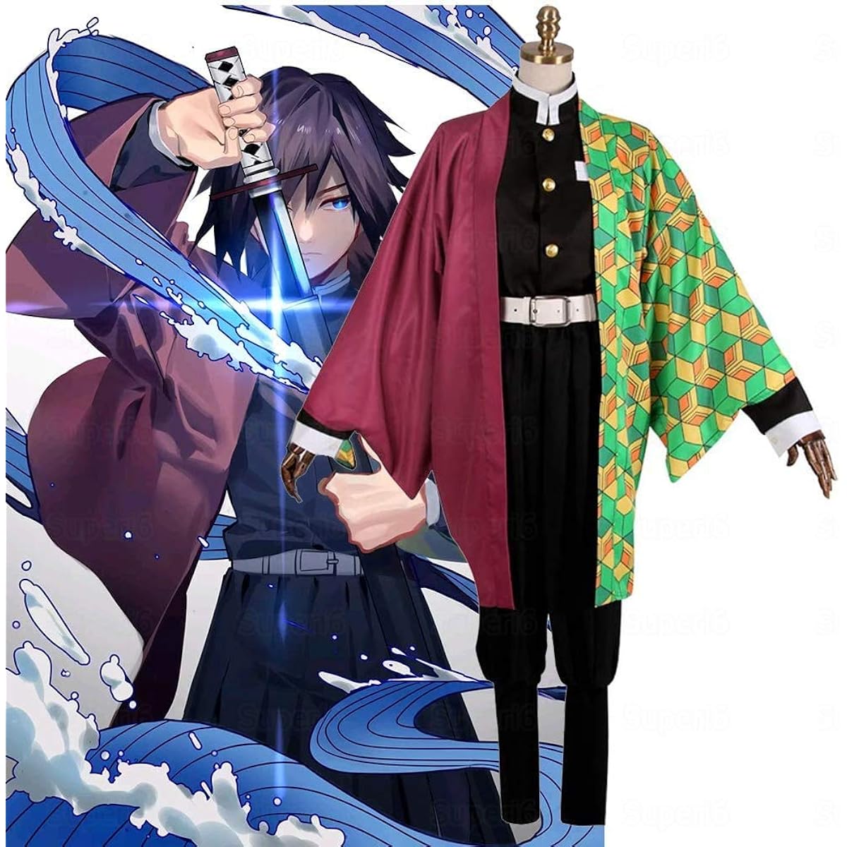 [Superi6] Demon Slayer Cosplay Costume with Props, Gift, Festival, Cosplay, Event, Disguise, Costume, Demon Slayer Corps Uniform, Event, Disguise, Costume, Gift, Festival Costume