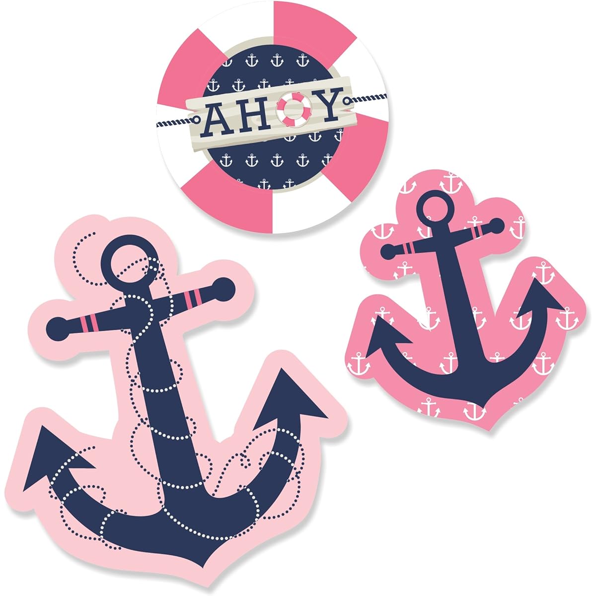 Big Dot of Happiness Ahoy - Nautical Girl - DIY Baby Shower or Birthday Party Cutouts - 24 Pieces
