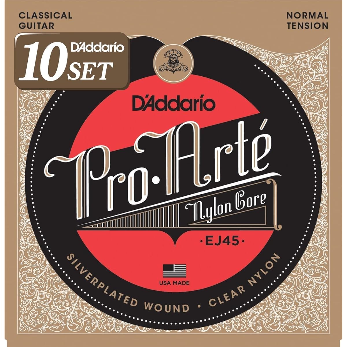 D'Addario ProArte Classical Guitar Strings Silver/Clear Normal EJ45 x 10 Sets [Official Japanese Product]