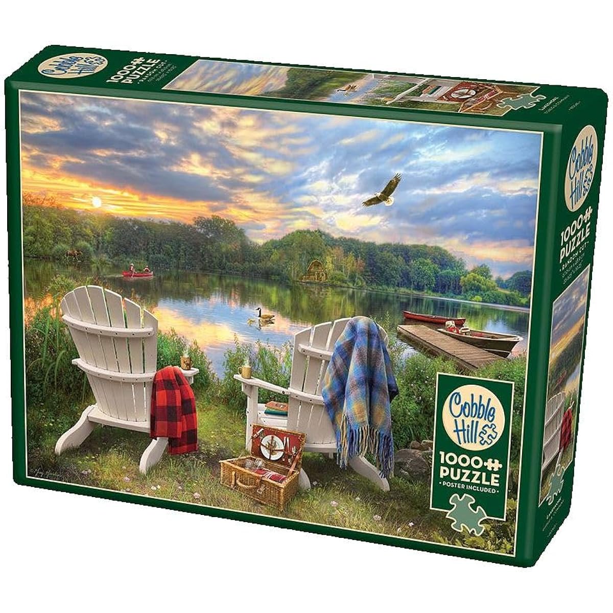 Cobble Hill 1000 Piece Puzzle Lake Shore with Sample Poster