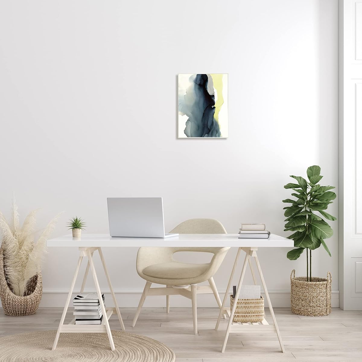 Stupell Industries Liquid Layer Abstract Art, Blue Yellow Distortion, Designed by Kippi Leonard, Grey