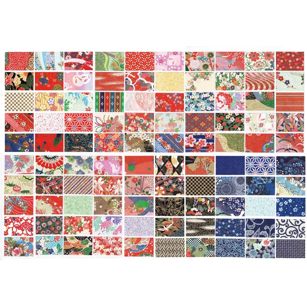 Washi Kawasumi Chiyogami Yuzen Washi B4 100 patterns, 1 sheet each, 100 sheets