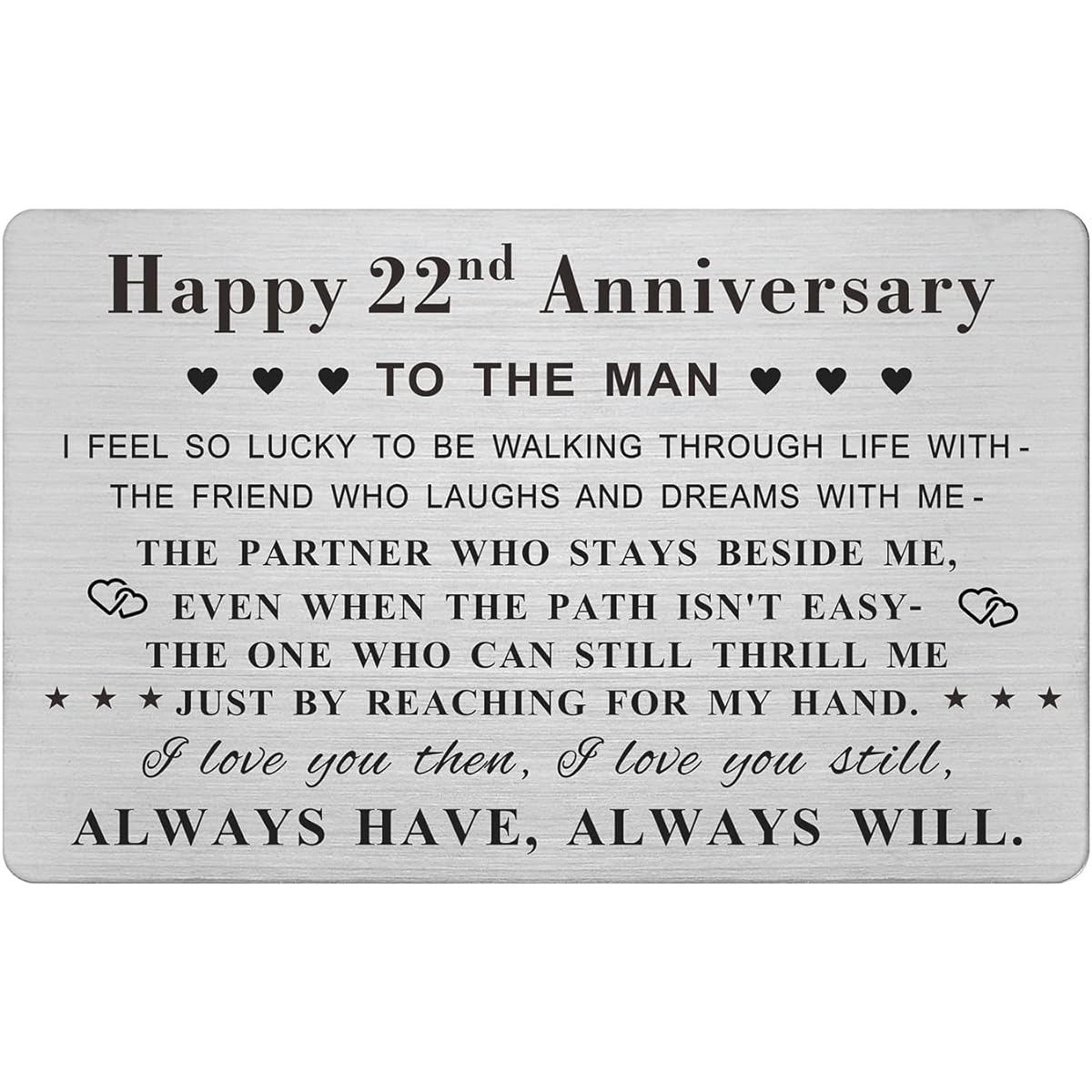 Emideary Happy 22nd Anniversary Wallet Card for Husband, Men, Him