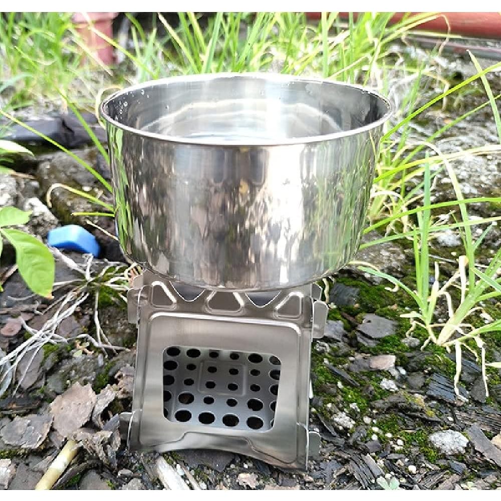 PeacefulFactory Outdoor Camping Barbecue Stove/Fire Stand Folding Wood Stove (Storage Bag)