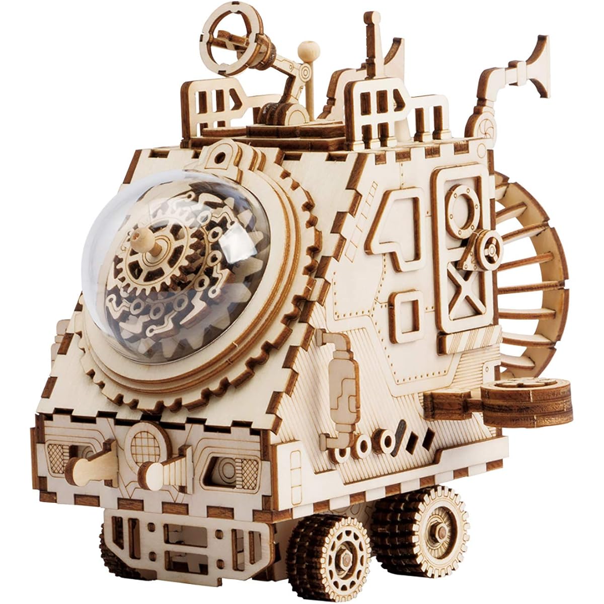 Rowood Music Box 3D Wooden Puzzle Craft Toys Boy Fear End & Girlfriend Gifts for Ages 14+ DIY Model Building Kit Space Car