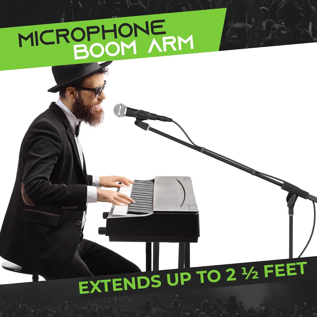 GearIt Microphone Stand with Adjustable Boom and Tripod Base