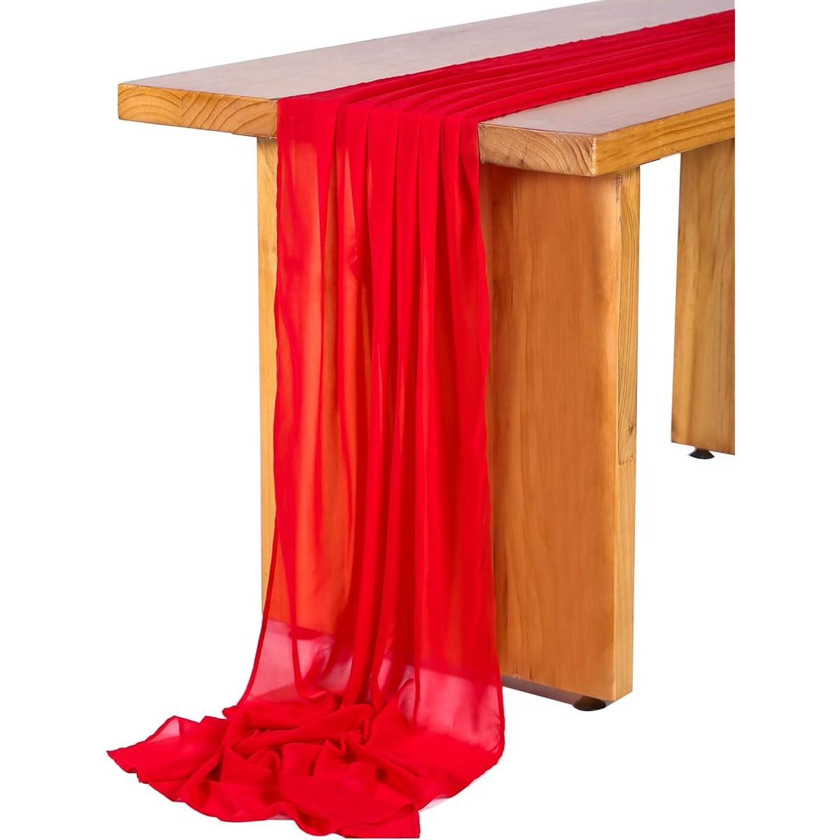 SHERWAY 27" x 120" Red Chiffon Wedding Table Runner, Soft Semi Sheer Table Runner Overlay for Rustic Wedding Bridal Shower Baby Shower Decorations