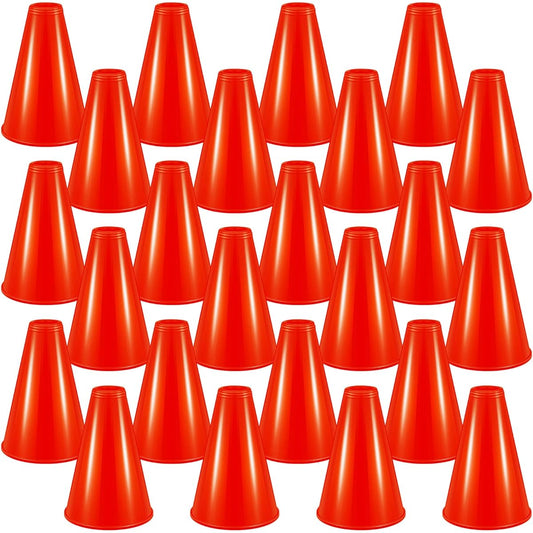 24 Pieces Red Cheer Megaphone Party Favors Sports Cheer Party Noise Maker Toy Plastic Megaphone for Party Sports Match Game Outdoor Activities