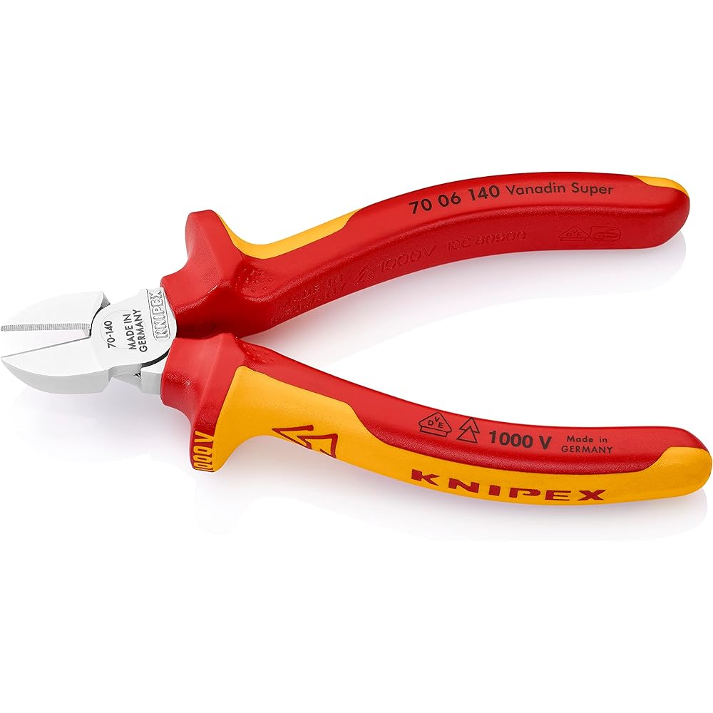 KNIPEX Insulated diagonal nipper 1000V insulation Total length 140mm 7006-140
