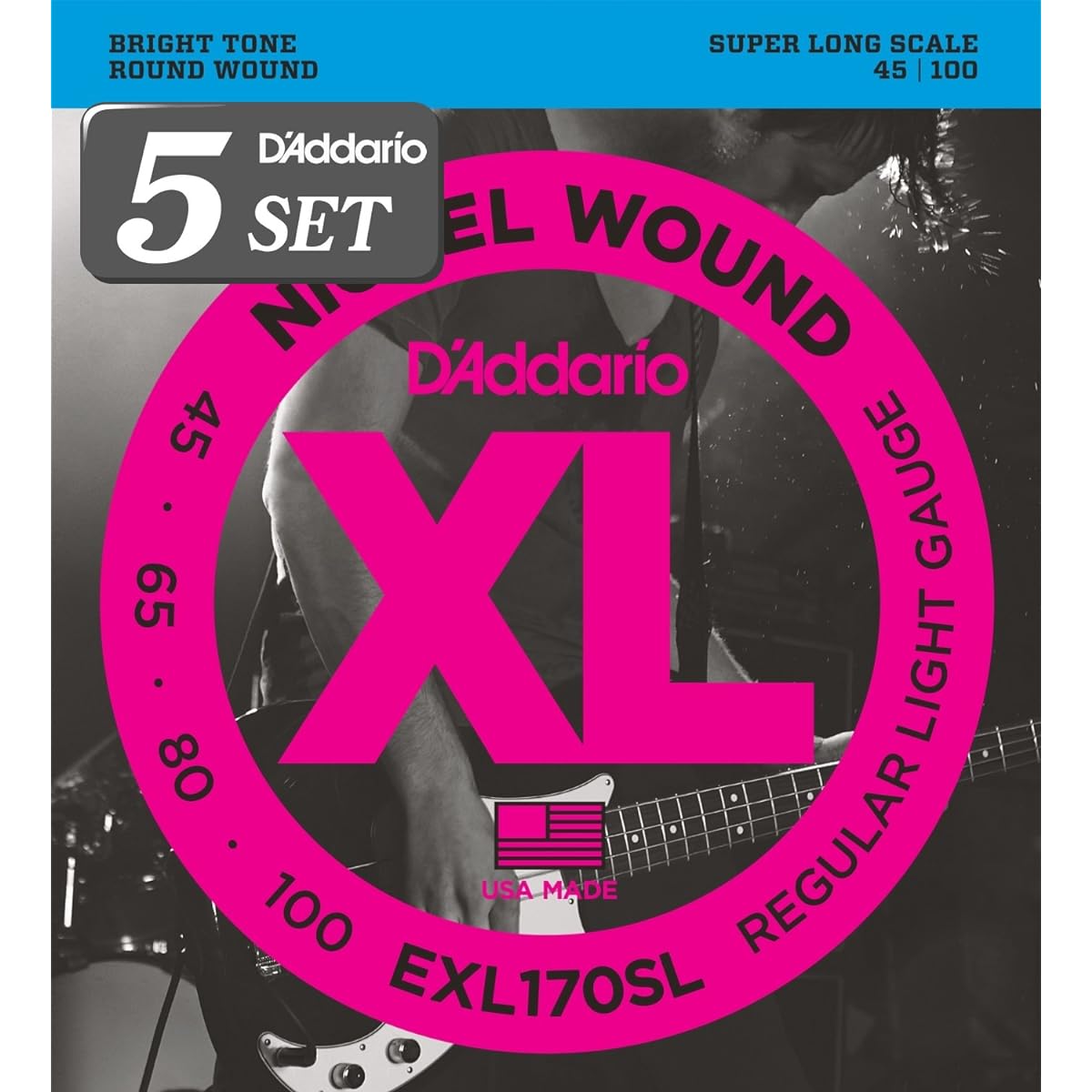 D'Addario Bass Strings Nickel Long Scale .045-.105 EXL165 x 5 Set [Domestic Genuine Product]