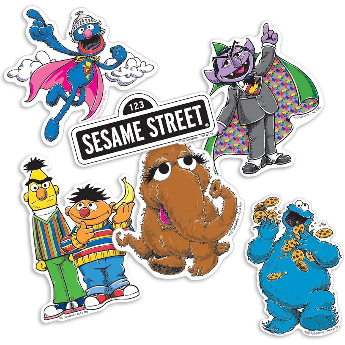 Sesame Street Collector Sticker Elmo Murray Bart Ernie