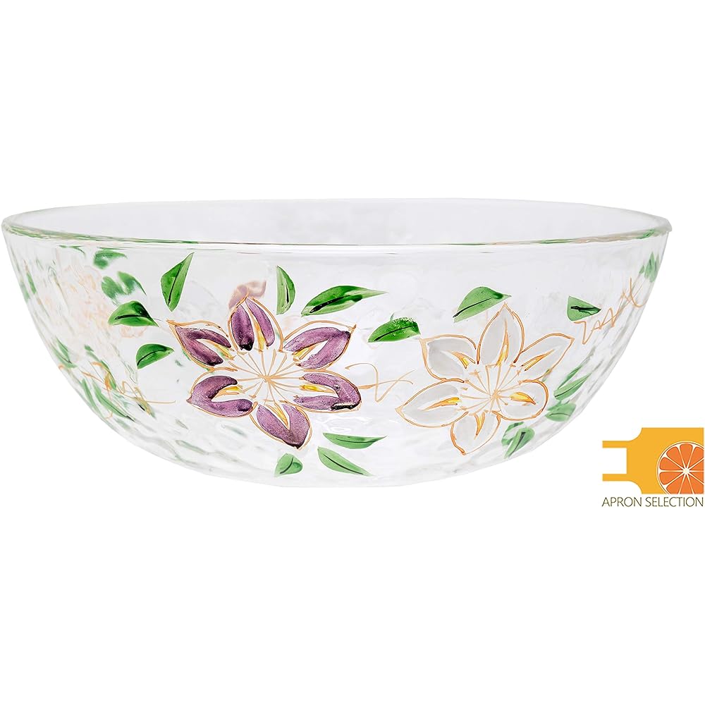 Yagi Kaiho Kaihogama Kyoto Painted Glass Noodle Bowl (Iron Wire)