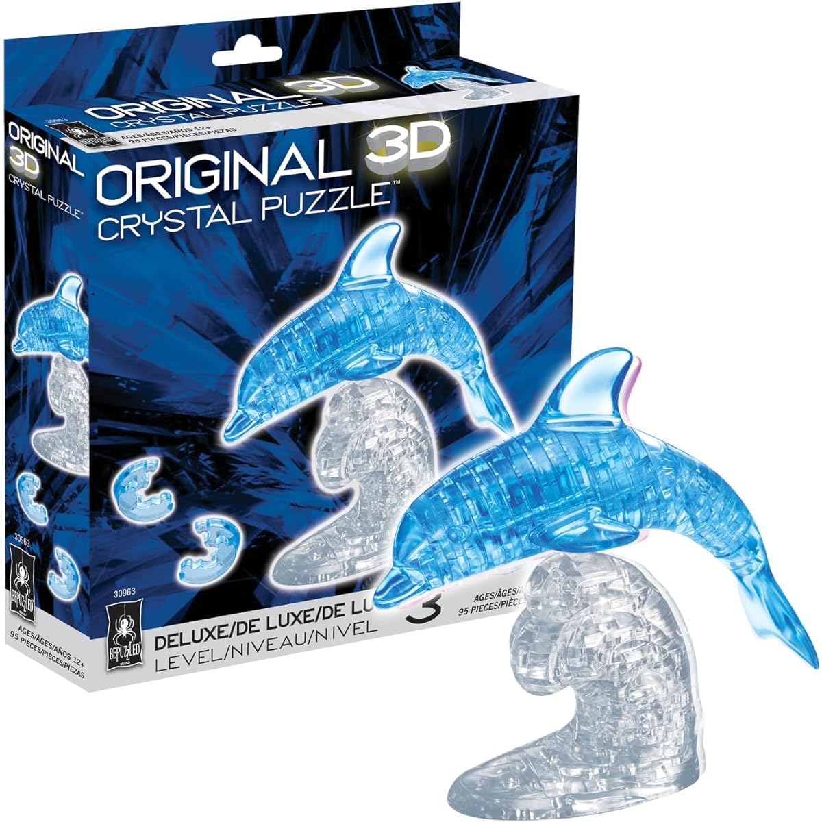BePuzzled 95 Piece Dolphin Deluxe 3D Crystal Puzzle None Blue 30963