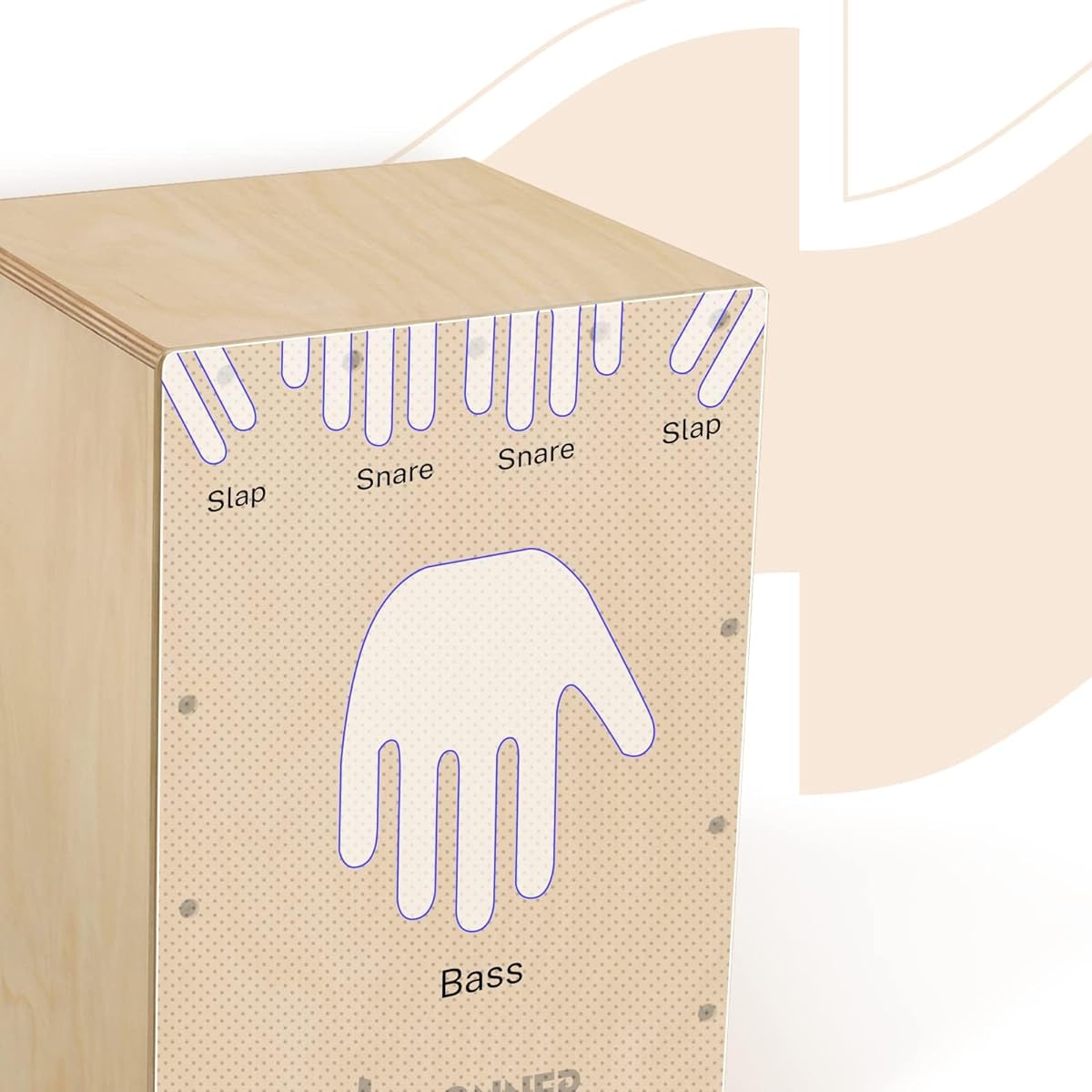 Donner Cajon Percussion Instrument Wooden Full Size Box Drum Internal Guitar Strings Cajon Bag with Rubber Feet String Classy Birch 30*30*48cm DCD-1