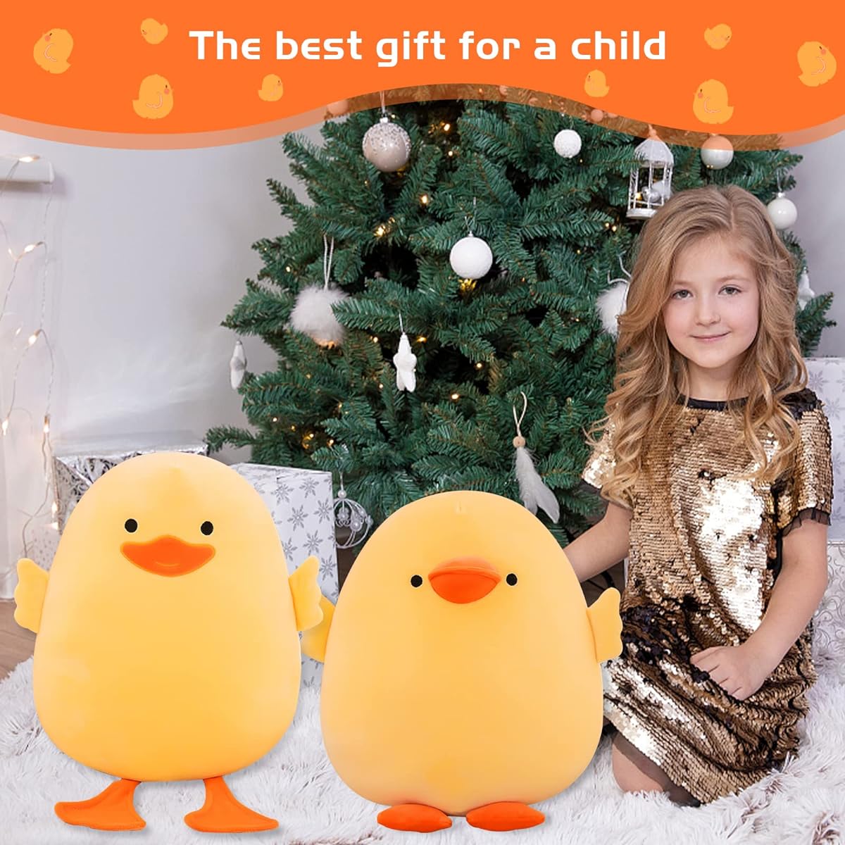 DEYI Plush Throw Stuffed Animal Doll Duck Plush Soft Toy Yellow Duck Gift for Friends Kids Christmas Cute Yellow Throw Pillow (Short Leg Yellow Duck, 19.6 Inch)