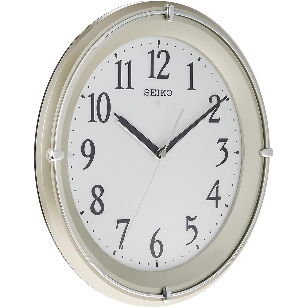 Seiko Clock Wall Clock Automatic Lighting Radio Wave Analog Visible at Night Light Gold Pearl KX381S