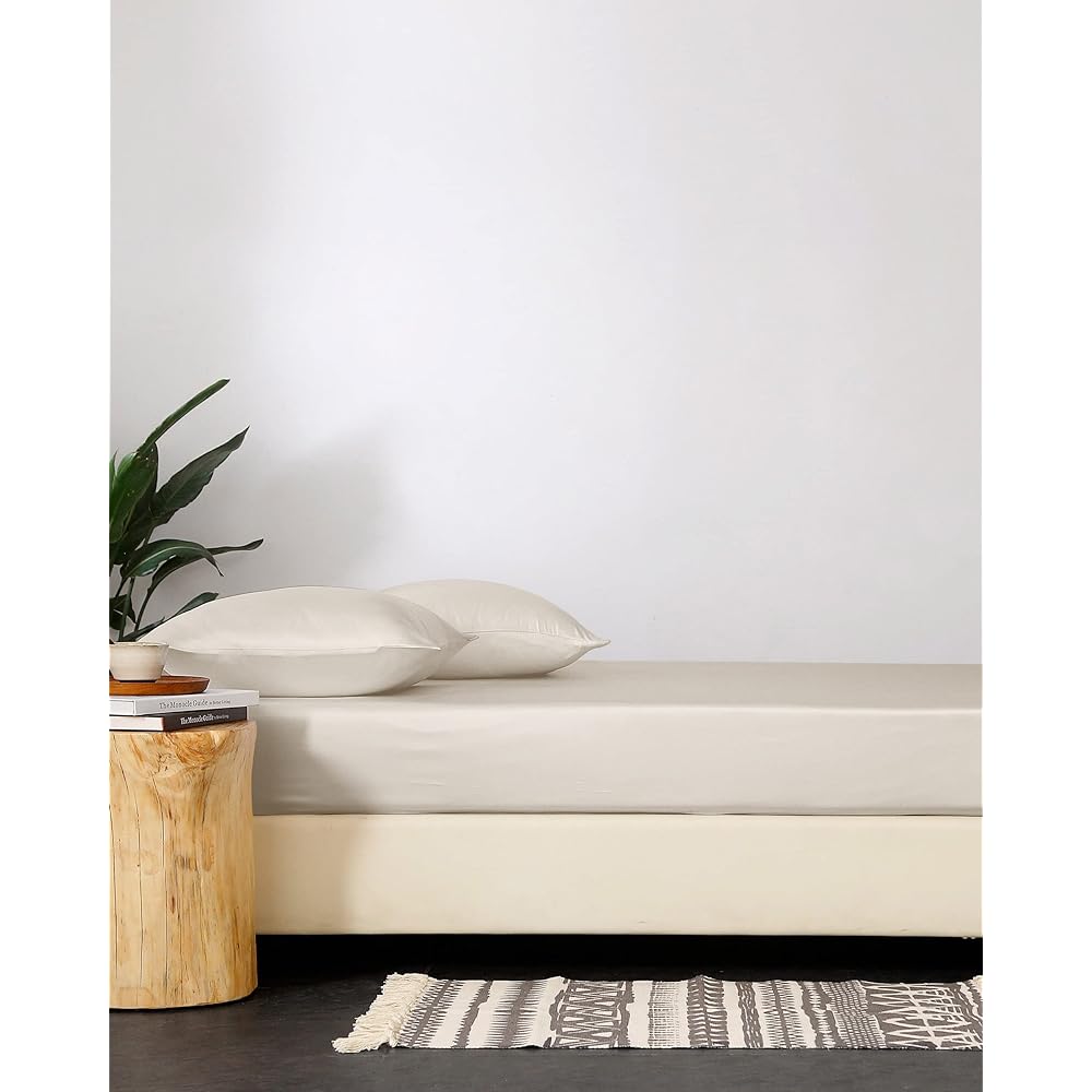 Yumeno Silk Silk Sheet Fitted Sheet Bed Sheet Queen 160 x 200cm Depth 25cm Mattress Cover Bedspread 100% Silk 19 Momme Silk Natural 6A Gloss Dust Mite Resistant Antibacterial Odor Resistant Washable Gentle Texture No Seams Easy to Put On and Take Off Pla