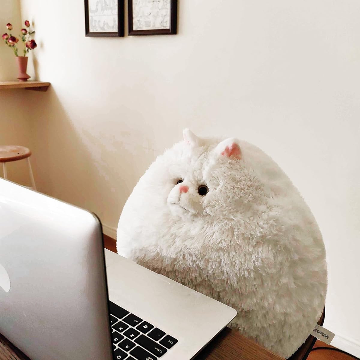 CIEXINNGN Large White Cat Plush Toy, Fluffy Fat Cat Stuffed Animal, 18 Inch