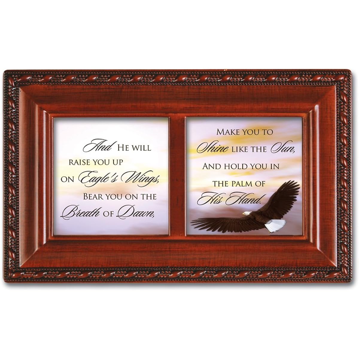 Cottage Garden Petite Inspirational Music Box - Eagle's Wings Plays Eagle's Wings with Wood Grain Finish