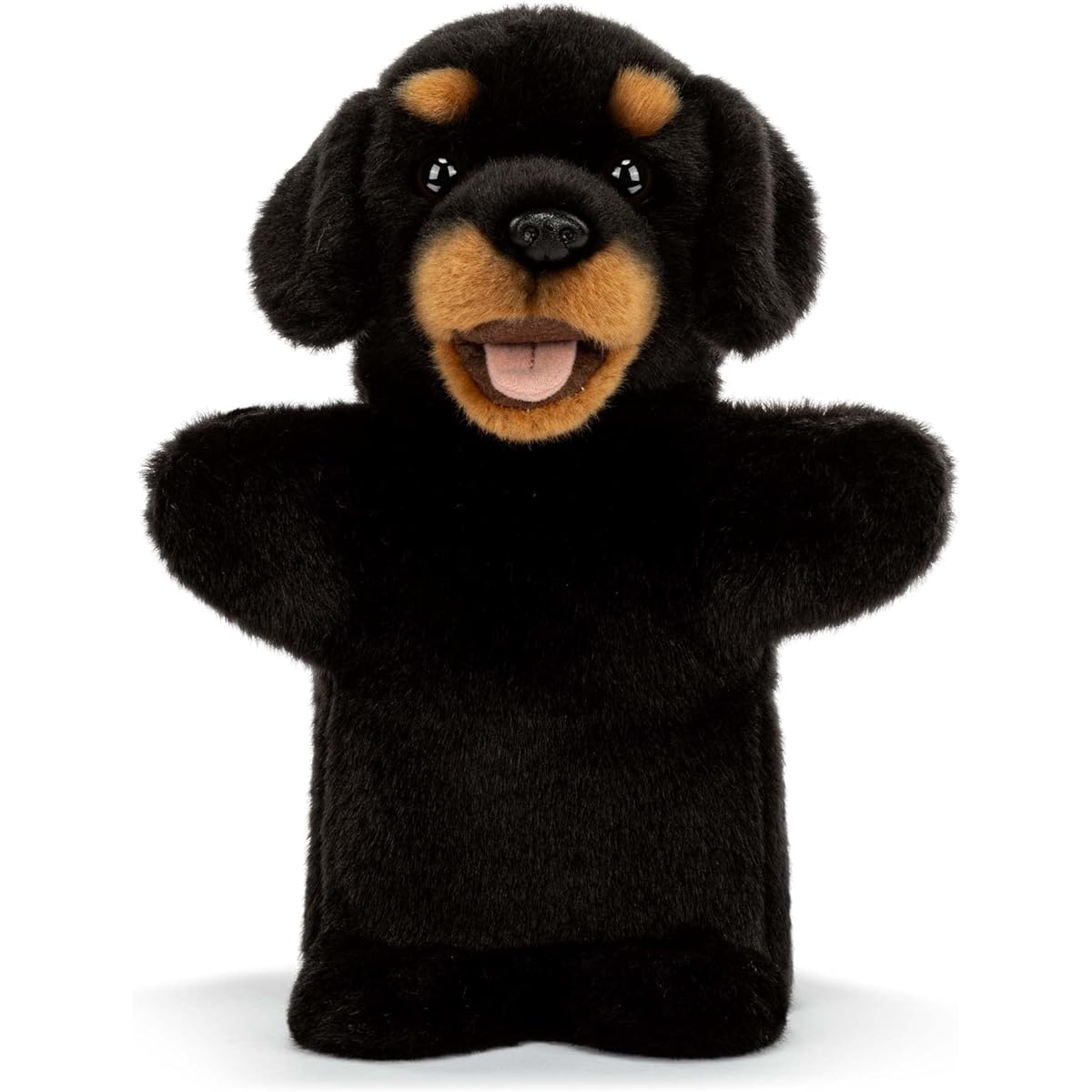DEMDACO Animal Crafts Black & Brown 11" Plush Puppet Bert the Rottweiler Dog