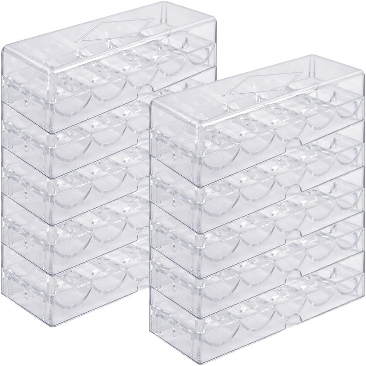 Brybelly Acrylic Poker Chip Rack/Tray with Cover (Set of 10) Clear