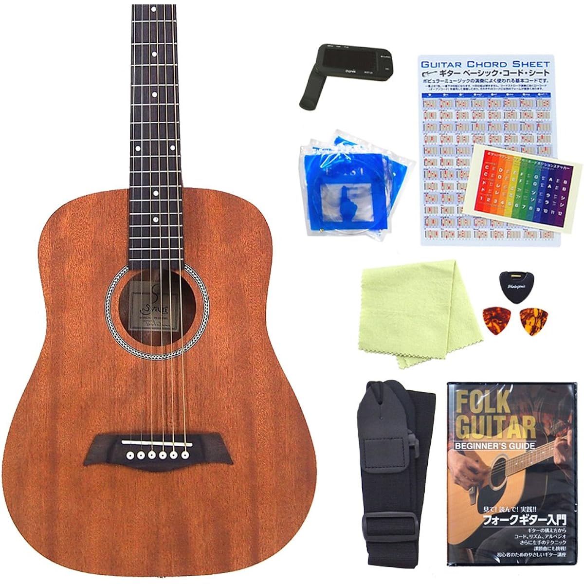 Mini guitar left hand S.Yairi YM-02LH beginner introductory 11 piece set MH [98765] [Safe to ship after inspection]