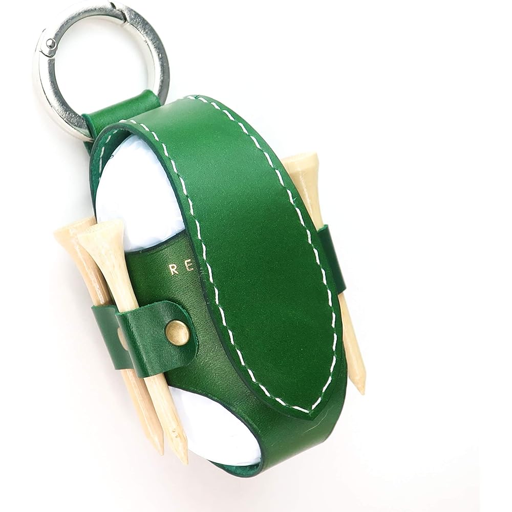 Golf Ball Case Holder Pouch Ball Holder Leather Genuine Leather Made in Japan REBOOT GOLF (Green)