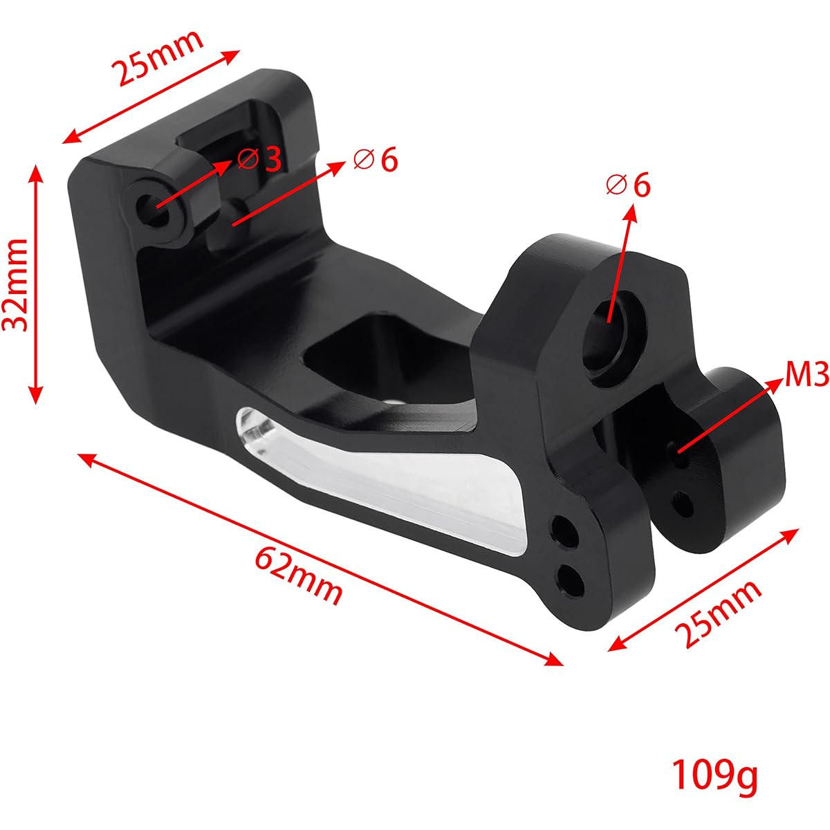 DKKY Aluminum Caster Block C-Hub 6061-T6 for TRAXXAS 1/8 Sledge 7075 Hard Anodized #9532 RC Accessory Parts Black Anodized