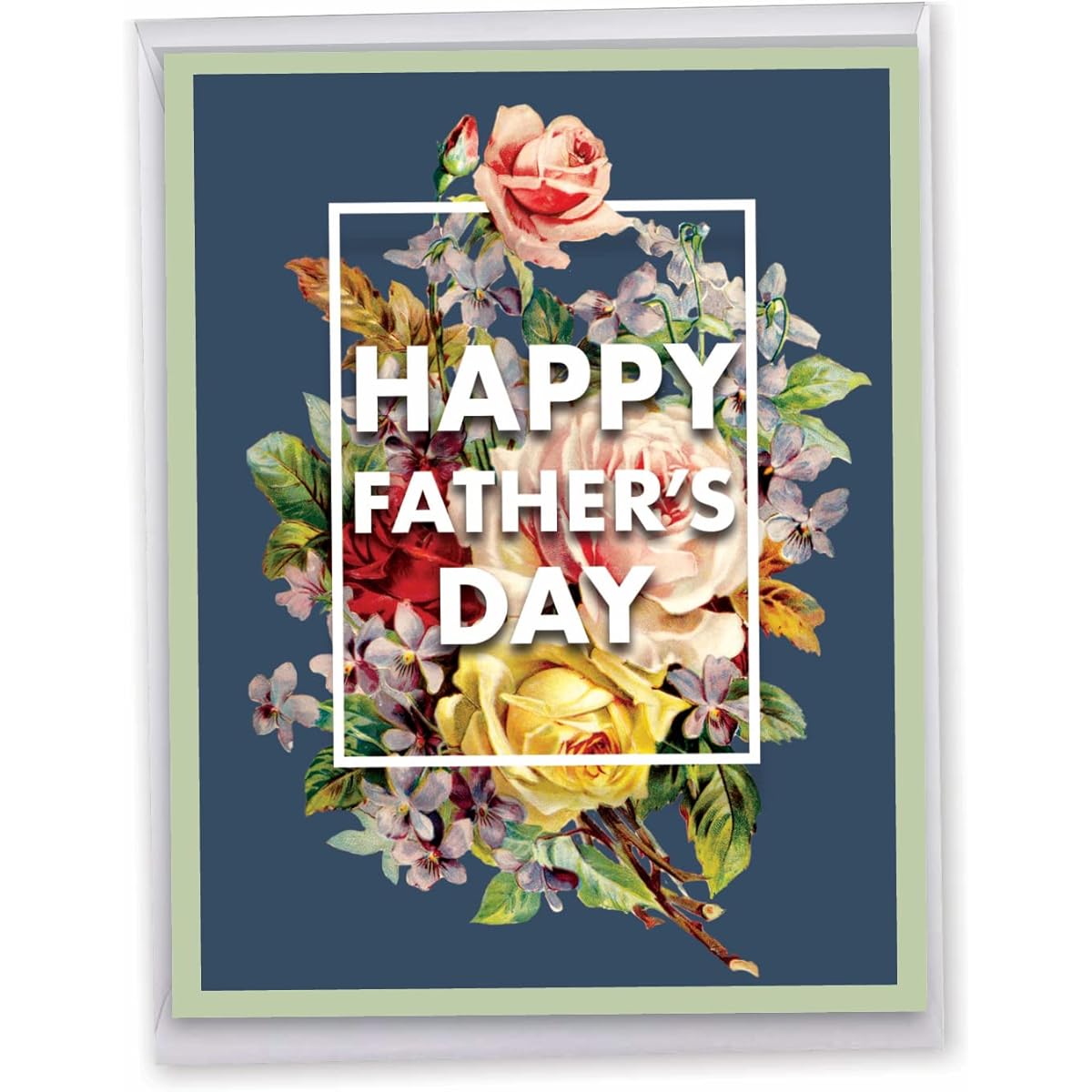 NobleWorks Large Father's Day Paper Cards 8.5 x 11 Inch with Envelopes (1 Pack) Large Jumbo Flowers for Dad J3532AFDG-US