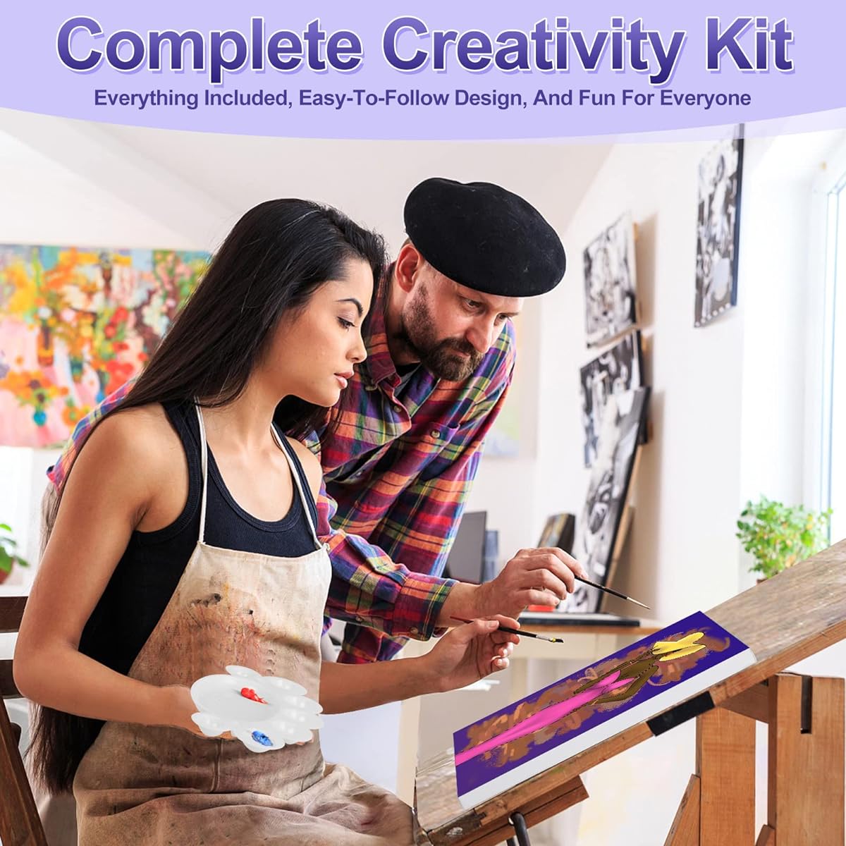 2 Pack Sip and Paint Kit for Adults Date Night Pre-Draw Canvas for Adults 8x10 Inch Pre-Drawn Canvas Paint Night Kit for Adults