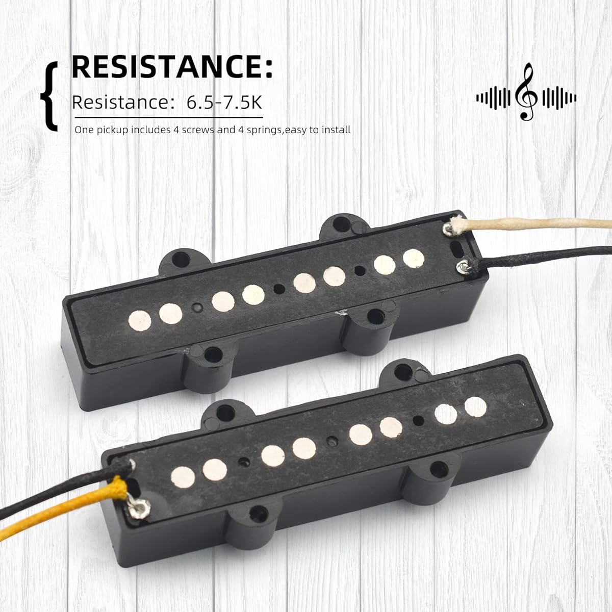 MAXCHEER Open Alnico 5 Jazz JB Bass Pickup Neck Bridge Pickup Braided Cloth Cable for 4 String Bass Parts