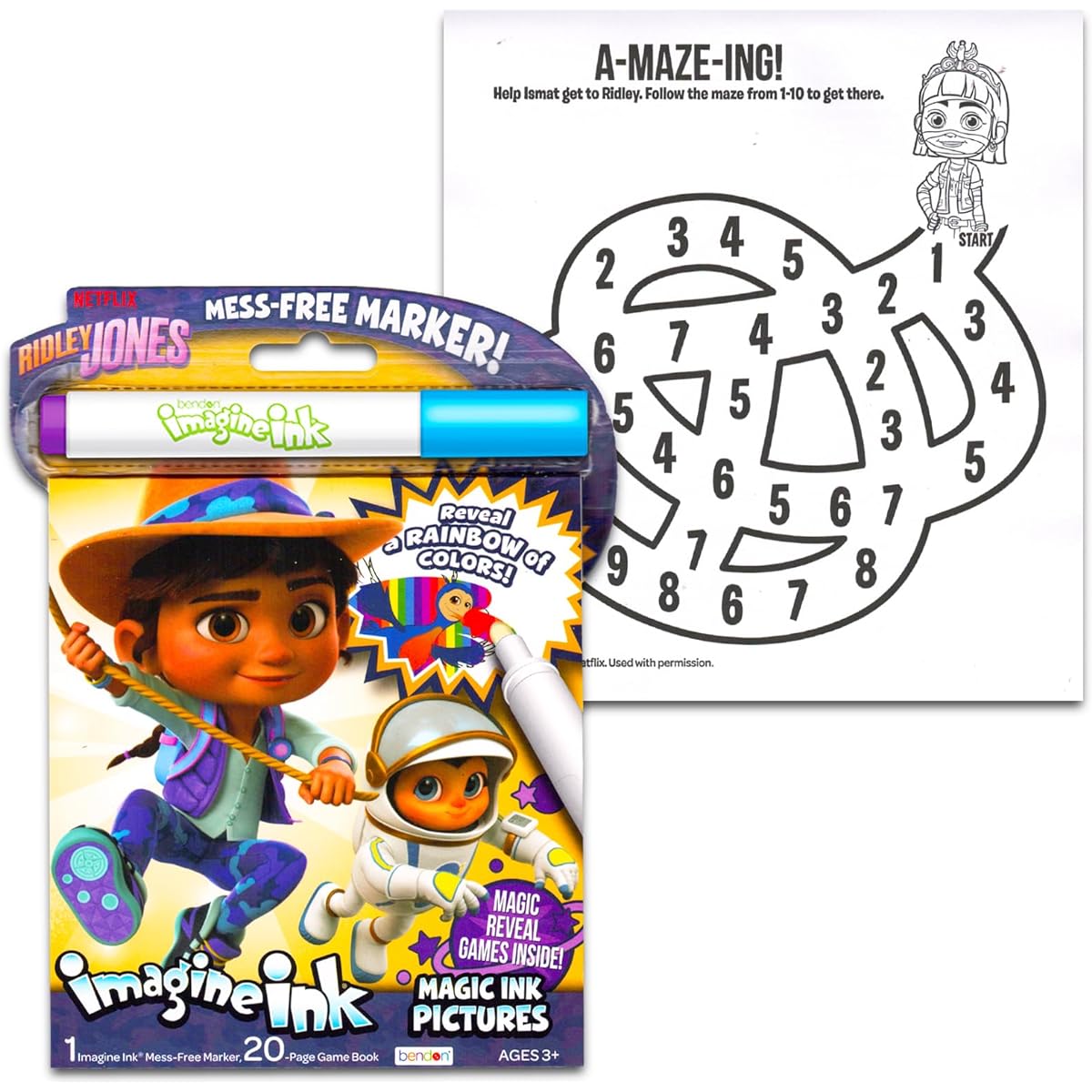 Ridley Jones Imagine Ink Set - Ridley Jones Imagine Ink Coloring Book Set for Kids/Girls + Bonus Stickers | Ridley Jones Coloring and Activity Set