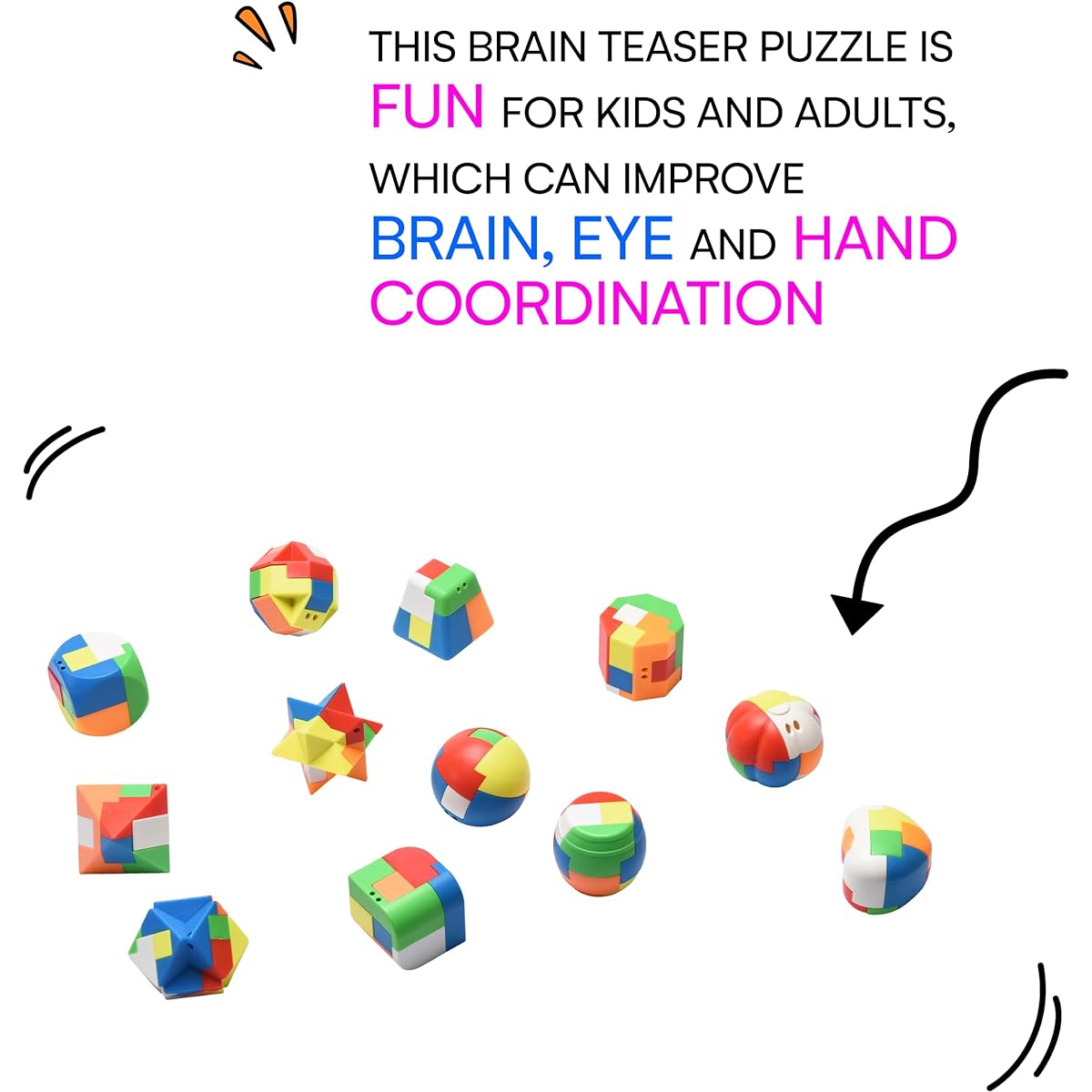 Amazaque Brain Teaser Puzzle for Kids Teens Adults Mind Game Puzzle Set 3D Unlocked Interlock Toy Desk Toy for Office IQ Logic Test Fidget Great for Entertainment Hand Puzzle
