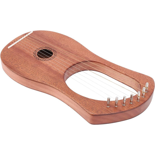 WowZza Lyre Harp, Lyre Harp with Metal Strings and Smooth Tone Rosewood Durable Stable Strings Portable Rotating Wrench Wooden Metal Stringed Instrument